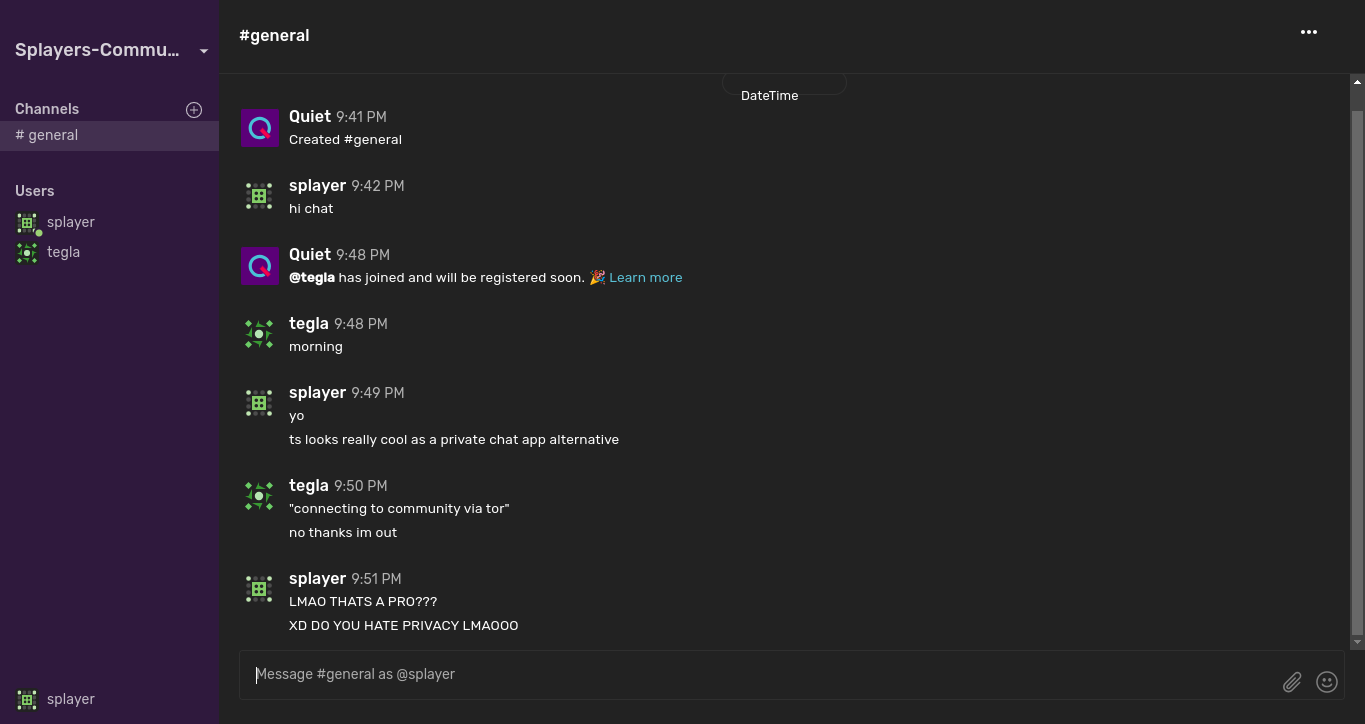 Quiet UI screenshot